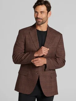 Sport Coats|Sport Coats-Nautica Modern Fit Fancy Tweed Plaid Sport Coat Brown Plaid