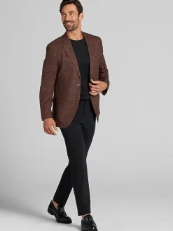 Sport Coats|Sport Coats-Nautica Modern Fit Fancy Tweed Plaid Sport Coat Brown Plaid