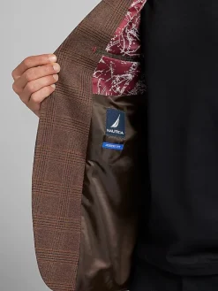 Sport Coats|Sport Coats-Nautica Modern Fit Fancy Tweed Plaid Sport Coat Brown Plaid