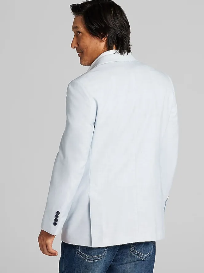 Sport Coats|Sport Coats-Nautica Modern Fit Fancy Tweed Plaid Sport Coat Light Blue