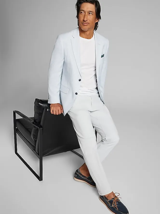 Sport Coats|Sport Coats-Nautica Modern Fit Fancy Tweed Plaid Sport Coat Light Blue