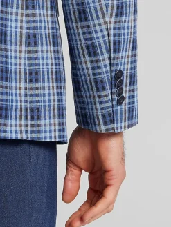 Sport Coats|Sport Coats-Nautica Modern Fit Fancy Tweed Plaid Sport Coat Blue Plaid