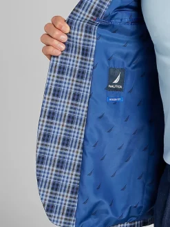 Sport Coats|Sport Coats-Nautica Modern Fit Fancy Tweed Plaid Sport Coat Blue Plaid