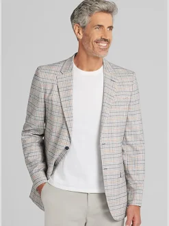 Sport Coats|Sport Coats-Nautica Modern Fit Fancy Tweed Plaid Sport Coat Tan Plaid