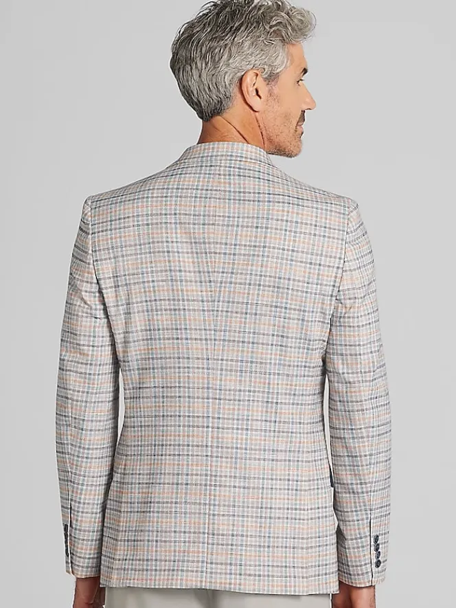 Sport Coats|Sport Coats-Nautica Modern Fit Fancy Tweed Plaid Sport Coat Tan Plaid
