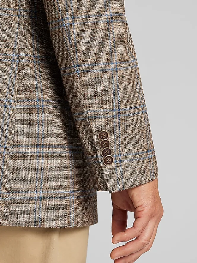 Sport Coats|Sport Coats-Nautica Modern Fit Fancy Tweed Plaid Sport Coat Camel Plaid