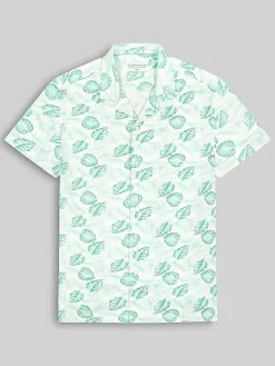 Button Up Shirts-Report Collection Modern Fit Fern Short Sleeve Camp Shirt Kelly Green