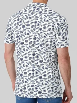 Button Up Shirts-Report Collection Modern Fit Floral Camp Shirt White