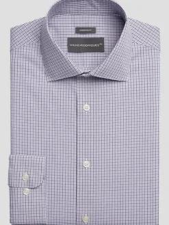 Patterned Dress Shirts|Dress Shirts-Wilke-Rodriguez Modern Fit Gingham Dress Shirt Lavender Check