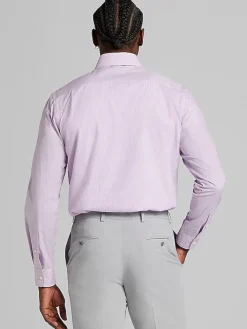 Big & Tall Dress Shirts|Patterned Dress Shirts-Wilke-Rodriguez Modern Fit Gingham Dress Shirt Purple