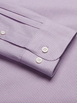 Big & Tall Dress Shirts|Patterned Dress Shirts-Wilke-Rodriguez Modern Fit Gingham Dress Shirt Purple