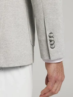 Sport Coats|Sport Coats-Joseph Abboud Modern Fit Herringbone Knit Sport Coat Grey Herringbone