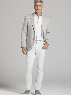 Sport Coats|Sport Coats-Joseph Abboud Modern Fit Herringbone Knit Sport Coat Grey Herringbone