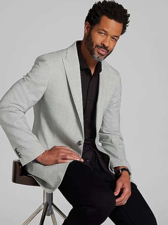 Big & Tall Sport Coats|Casual Shop-Awearness Kenneth Cole Modern Fit Houndstooth Sport Coat Grey/White Houndstooth