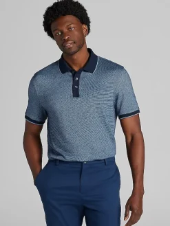 Casual Shirts|Casual Shop-Joseph Abboud Modern Fit Jacquard Polo Light Blue