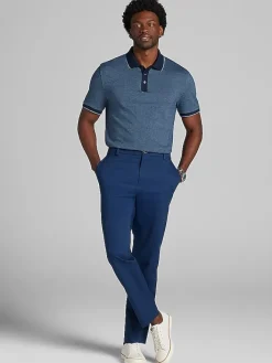 Casual Shirts|Casual Shop-Joseph Abboud Modern Fit Jacquard Polo Light Blue