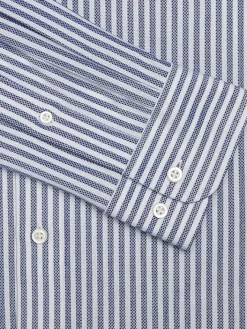 Patterned Dress Shirts|Designer Dress Shirts-Joseph Abboud Modern Fit Knit Bengal Stripe 4-Way Stretch Dress Shirt Blue