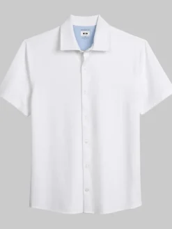 Button Up Shirts-Joseph Abboud Modern Fit Knit Button Up Shirt Navy