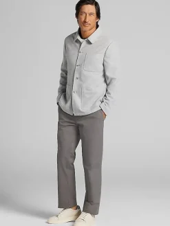 Outerwear-Joseph Abboud Modern Fit Knit Chore Jacket Light Grey