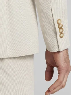 3-piece Suits|Suit Separates-JOE Joseph Abboud Modern Fit Knit Suit Jacket Tan Stripe