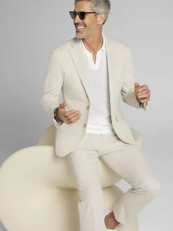 3-piece Suits|Suit Separates-JOE Joseph Abboud Modern Fit Knit Suit Jacket Tan Stripe