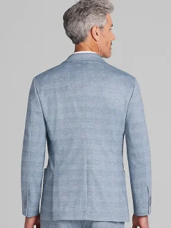 3-piece Suits|Suit Separates-JOE Joseph Abboud Modern Fit Knit Suit Jacket Lt Blue Plaid