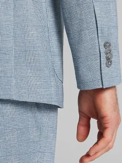3-piece Suits|Suit Separates-JOE Joseph Abboud Modern Fit Knit Suit Jacket Lt Blue Plaid