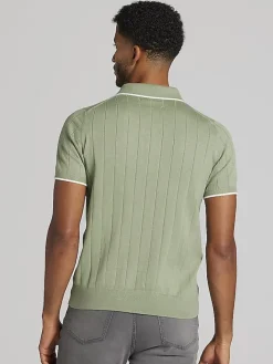 Button Up Shirts|Casual Shop-Joseph Abboud Modern Fit Lightweight Button Front Sweater Oil Green
