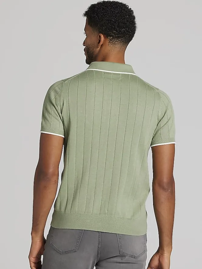 Button Up Shirts|Casual Shop-Joseph Abboud Modern Fit Lightweight Button Front Sweater Oil Green