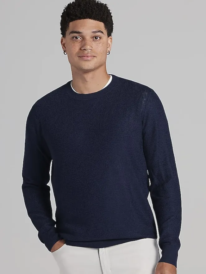 Sweaters|Casual Shop-Joseph Abboud Modern Fit Lightweight Crewneck Sweater Aqua