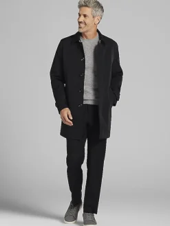 Outerwear-Joseph Abboud Modern Fit Lightweight Stretch Raincoat Black