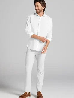 Button Up Shirts|Casual Shirts-Joseph Abboud Modern Fit Linen Blend Button Up Shirt Light Blue