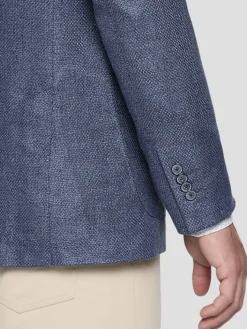 Sport Coats|Sport Coats-Joseph Abboud Modern Fit Linen Blend Sport Coat Blue Tic