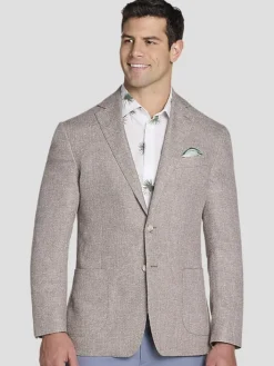Sport Coats|Sport Coats-Joseph Abboud Modern Fit Linen Blend Sport Coat Tan Tic