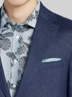 3-piece Suits|Suit Separates-Tommy Hilfiger Modern Fit Linen Suit Jacket Navy Solid