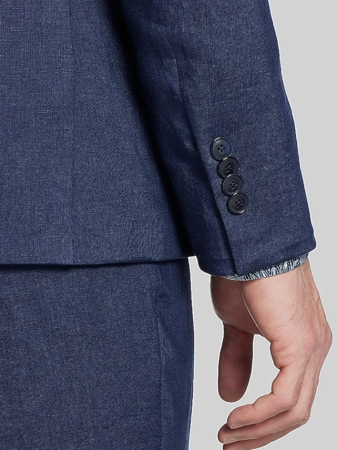 3-piece Suits|Suit Separates-Tommy Hilfiger Modern Fit Linen Suit Jacket Navy Solid