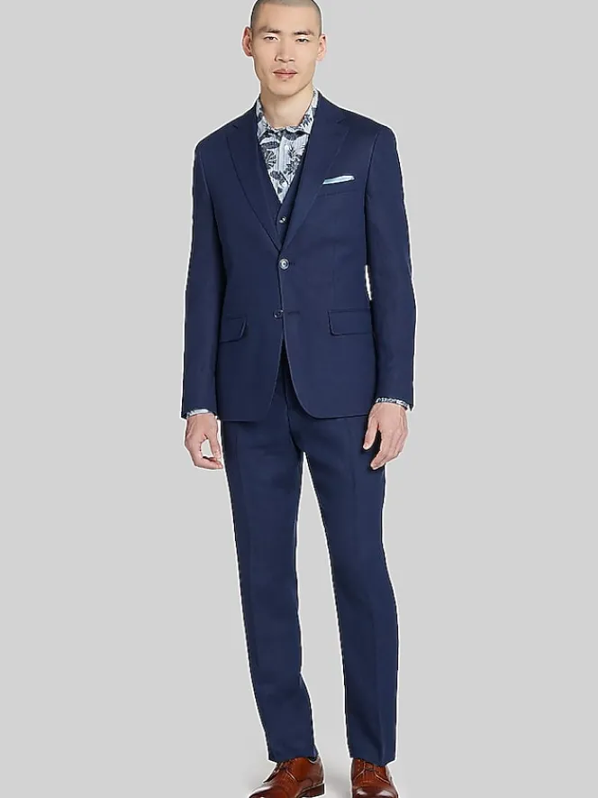 3-piece Suits|Suit Separates-Tommy Hilfiger Modern Fit Linen Suit Jacket Navy Solid