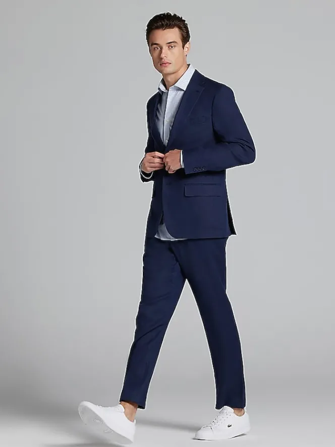 3-piece Suits|Suit Separates-Tommy Hilfiger Modern Fit Linen Suit Jacket Navy Solid
