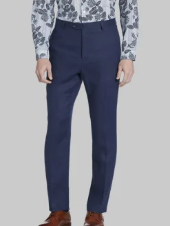 Big & Tall Pants|Dress Pants-Tommy Hilfiger Modern Fit Linen Suit Pants Navy Solid