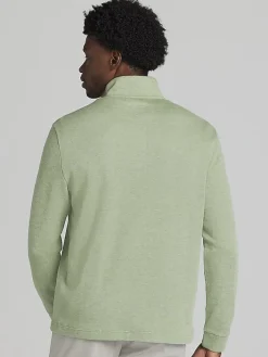 Sweaters|Pullovers & Layers-Joseph Abboud Modern Fit Luxe Cotton French Ribbed Quarter Zip Pullover Navy