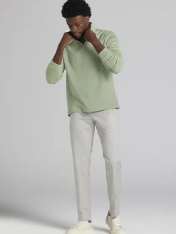 Sweaters|Pullovers & Layers-Joseph Abboud Modern Fit Luxe Cotton French Ribbed Quarter Zip Pullover Navy