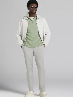 Sweaters|Pullovers & Layers-Joseph Abboud Modern Fit Luxe Cotton French Ribbed Quarter Zip Pullover Navy