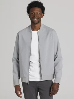 Outerwear-Awearness Kenneth Cole Modern Fit Mini Check Bomber Jacket Light Grey