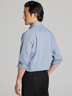 Dress Shirts-Wilke-Rodriguez Modern Fit Mini Check Dress Shirt Blue