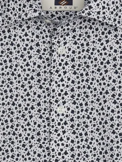 Button Up Shirts|Long Sleeve Button Up Shirts-Joseph Abboud Modern Fit Mini Floral Button Up Shirt Black/White