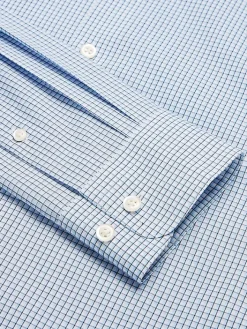 Patterned Dress Shirts|Dress Shirts-Wilke-Rodriguez Modern Fit Mini Grid Dress Shirt Blue