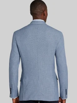 Sport Coats|Sport Coats-Pronto Uomo Modern Fit Mini Houndstooth Sport Coat Blue Mini Houndstooth