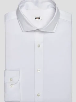 Solid Dress Shirts|White Dress Shirts-Joseph Abboud Modern Fit Performance Knit Twill Dress Shirt Black