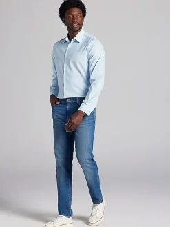 Patterned Dress Shirts|Designer Dress Shirts-Joseph Abboud Modern Fit Performance Mini Grid Dress Shirt Teal