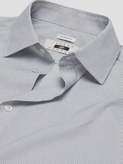 Patterned Dress Shirts|Designer Dress Shirts-Joseph Abboud Modern Fit Performance Micro Grid Dress Shirt Grey